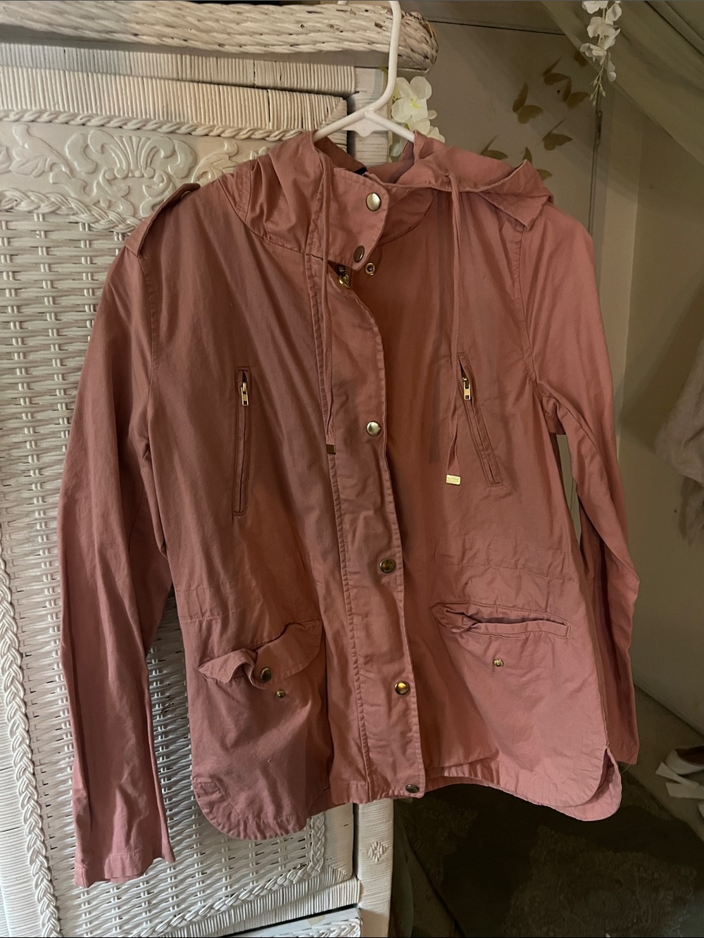 Love Tree Rose Utility Anorak Jacket with Hood